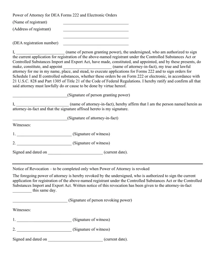 Dea 222 Form Order first page preview