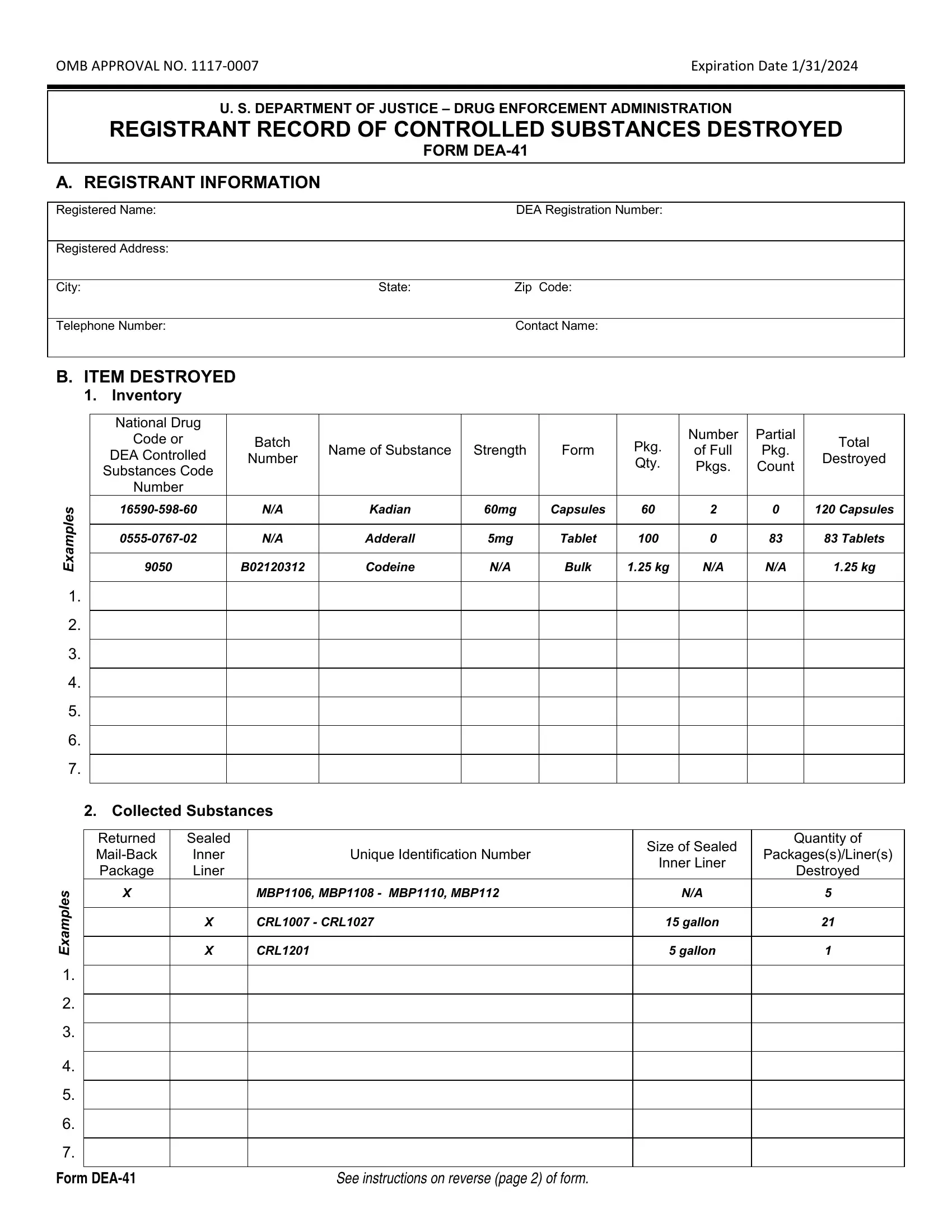Dea Form 41 ≡ Fill Out Printable PDF Forms Online
