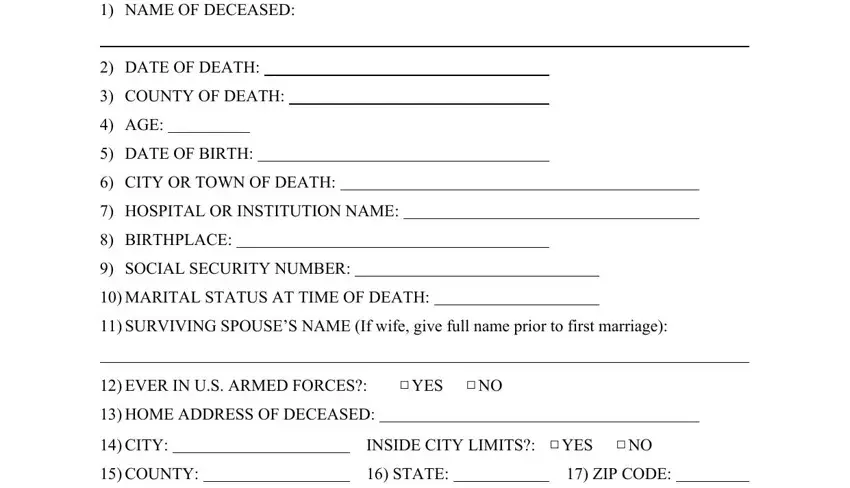 completing burial certificate sample step 1