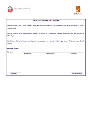 Declaration Applicant Haad Form Preview