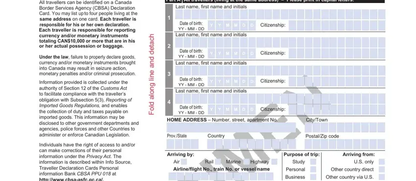 step 1 to filling in canada post customs declaration form