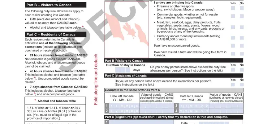 Filling out canada post customs declaration form step 2