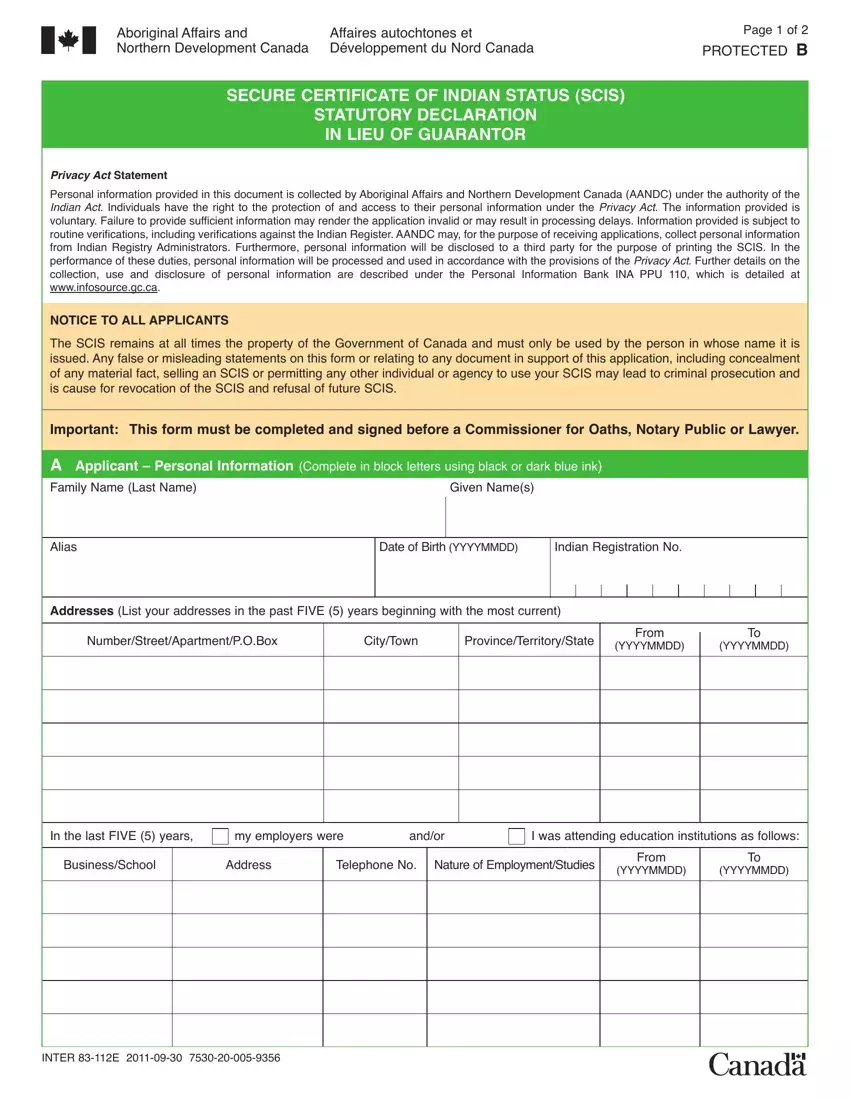 Declaration Guarantor Form first page preview