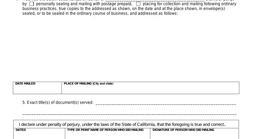 Filling out form declaration of mailing online part 2