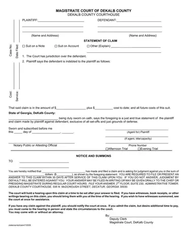 Dekalb County State Court Form Preview