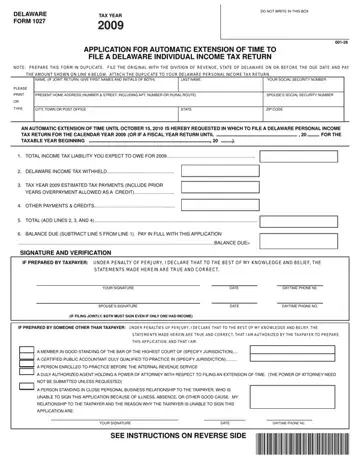 Delaware Form 1027 Preview