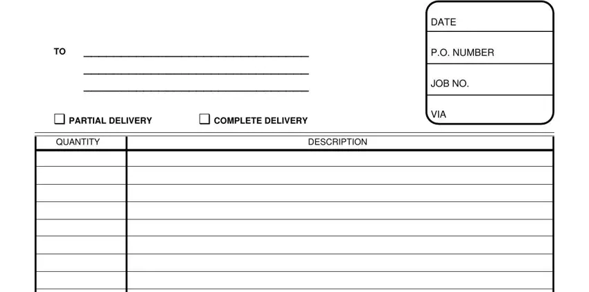 filling in delivery form stage 1