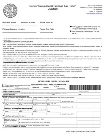 Denver Occupational Privilege Tax Form Preview