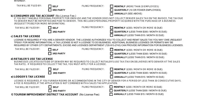 step 4 to entering details in city of denver sales tax online