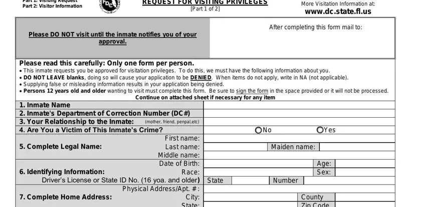 Department Of Corrections Visitation S Florida Pdf Form Formspal 6391