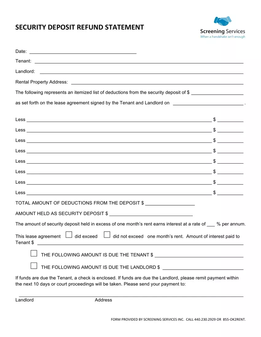 Deposit Refund Form first page preview