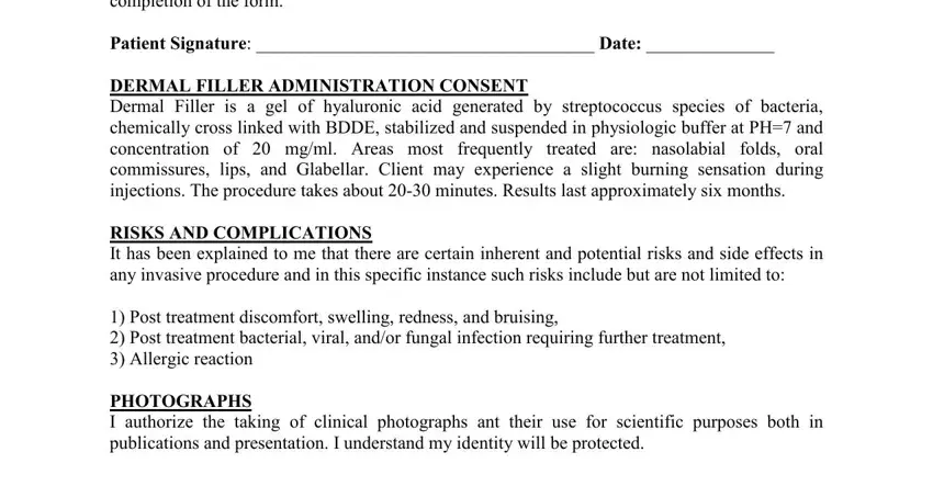 step 2 to entering details in lip filler consent form uk