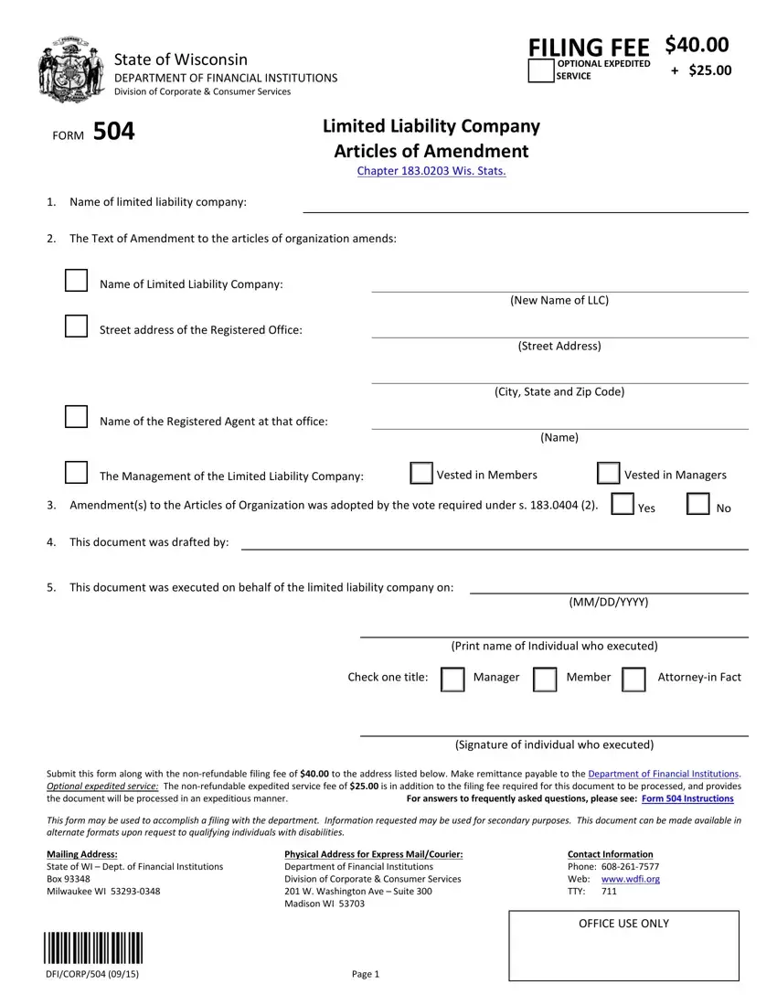 WI DFI 504 Form first page preview