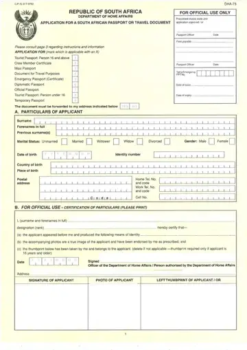 Dha 73 Passport Form Preview
