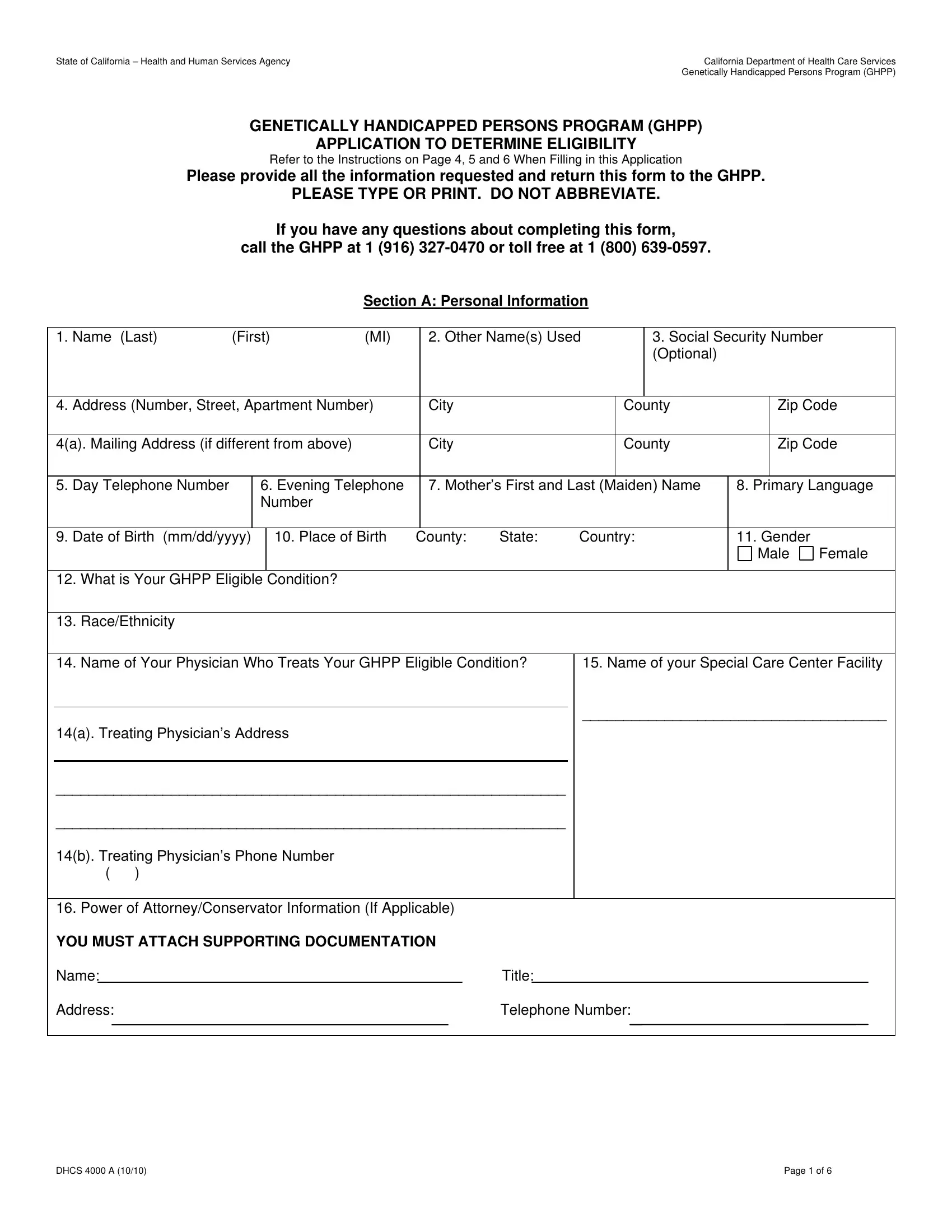 Dhcs 4000 A Form Preview