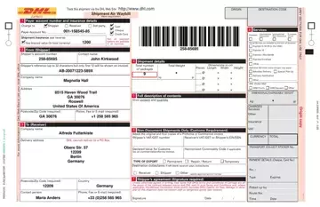 Dhl Waybill Form Preview