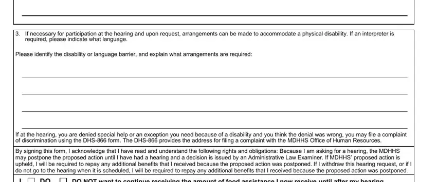 Filling out michigan form dhs 18 part 4