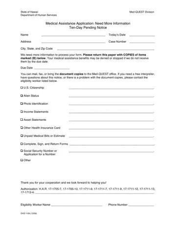 Dhs Form 1109 Preview