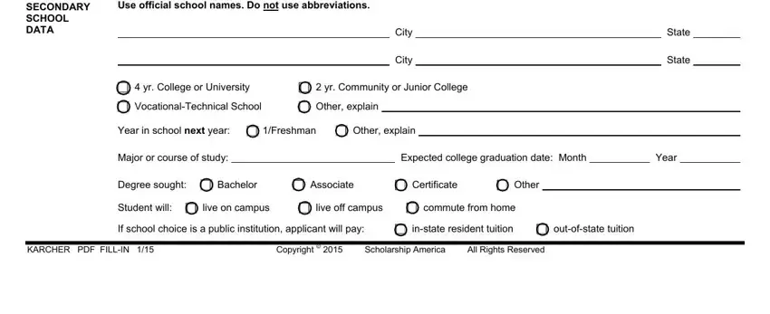 carl's jr application POST SECONDARY SCHOOL DATA, Name of postsecondary school you, City, City, State, State, cid  yr College or University, cid  yr Community or Junior College, cid VocationalTechnical School, cid Other explain, Year in school next year cid, Major or course of study, Expected college graduation date, Year, and Degree sought cid Bachelor blanks to complete