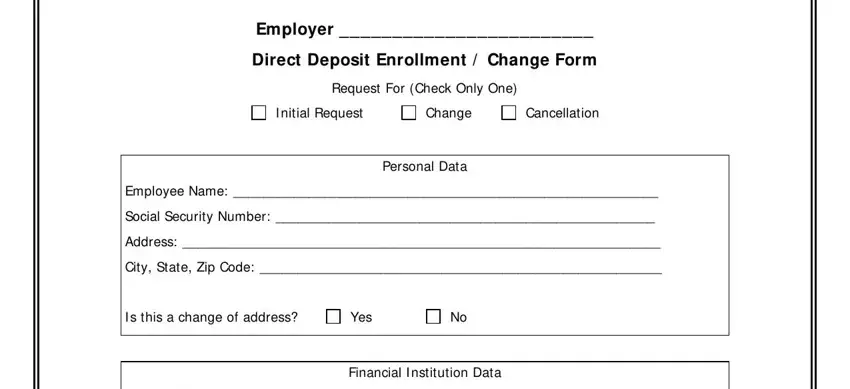 portion of spaces in direct deposit forms