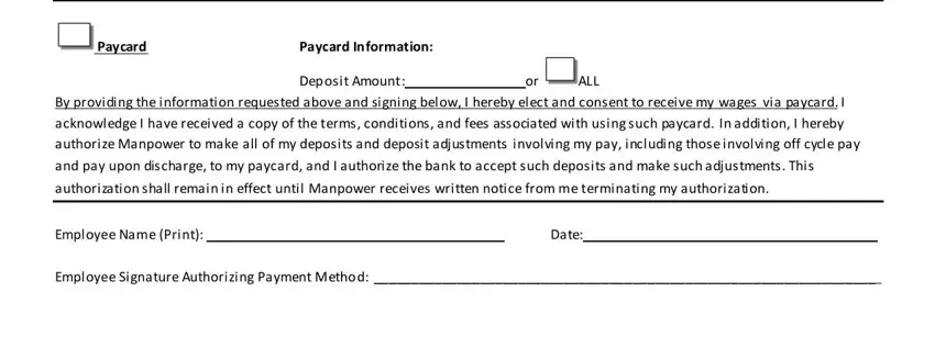 Completing manpower edit direct deposit form step 2