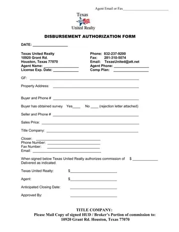 Disbursement Authorization Form Preview