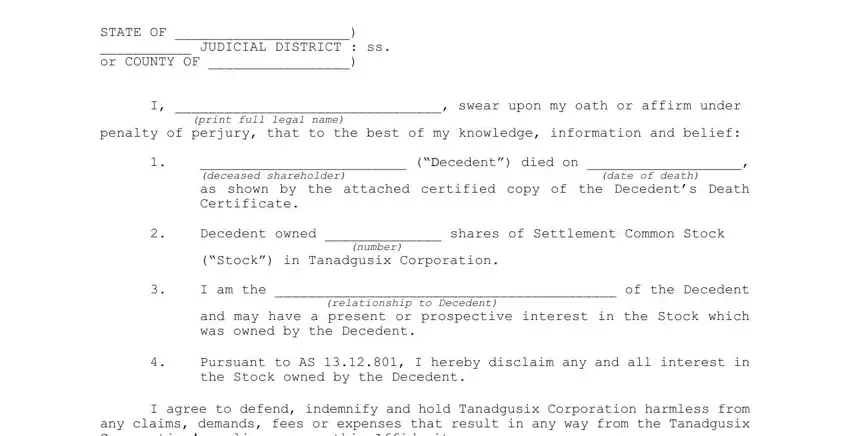 disclaimer inheritance form neede spaces to fill out