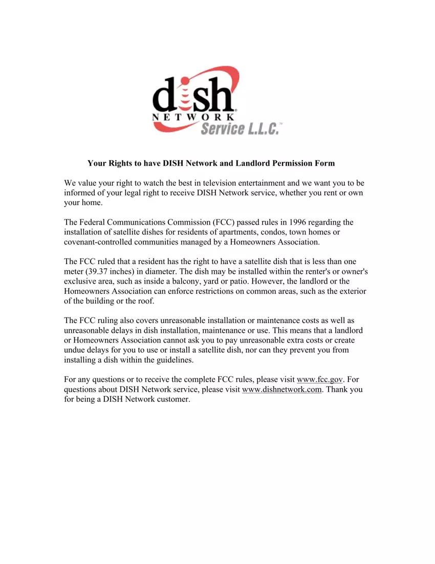 Dish Network Landlord Agreement Form first page preview