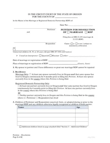 Dissolution Of Marriage Form Preview