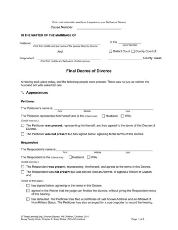 Divorce Decree Form Preview