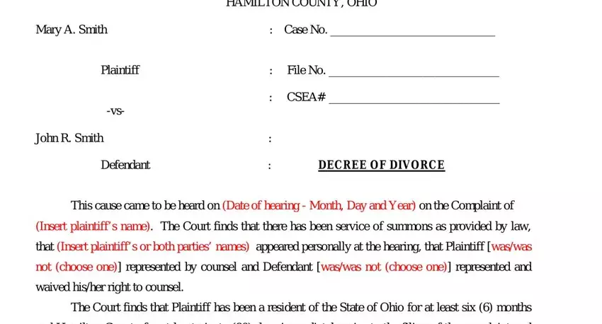 completing divorce decree sample part 1