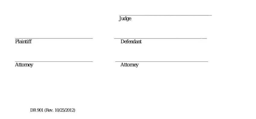 divorce decree sample Judge, Defendant, Attorney, and DRRev blanks to fill out