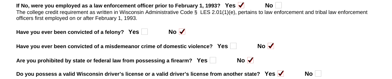 Form DJ-LE-330 example filled out, convictions, firearm and driver's license