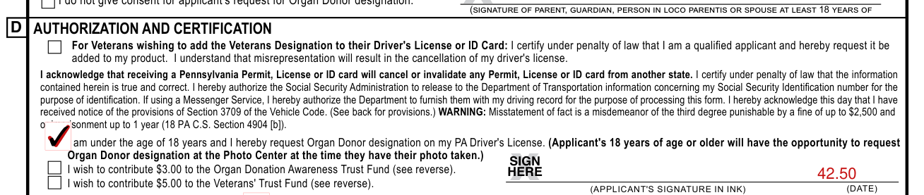 Form DL-180R example filled out, authorization and Certification