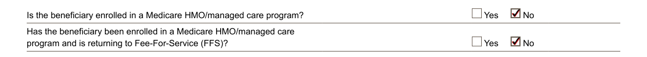 DME MAC Jurisdiction C Suggested Intake Form example filled out, medicare HMO/managed care program