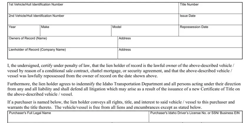 filling out idaho affidavit repossession stage 1