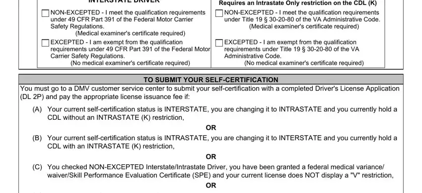 portion of blanks in va self certification