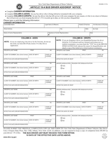 Dmv Form Ds 885 Preview