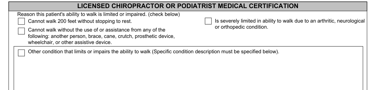 MED 10 example filled out, chiropractor or podiatrist medical certification