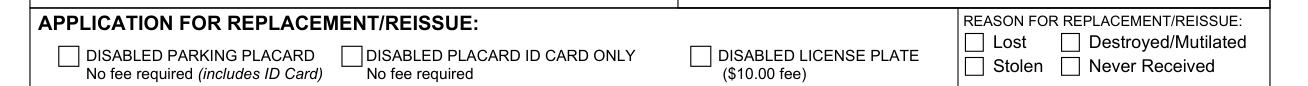 MED 10 example filled out, reason for replacement/reissue