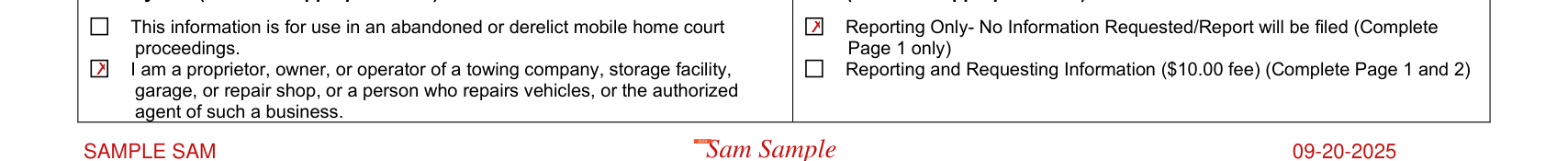 Form TR-2 example filled out, i certify that (check the appropriate box)