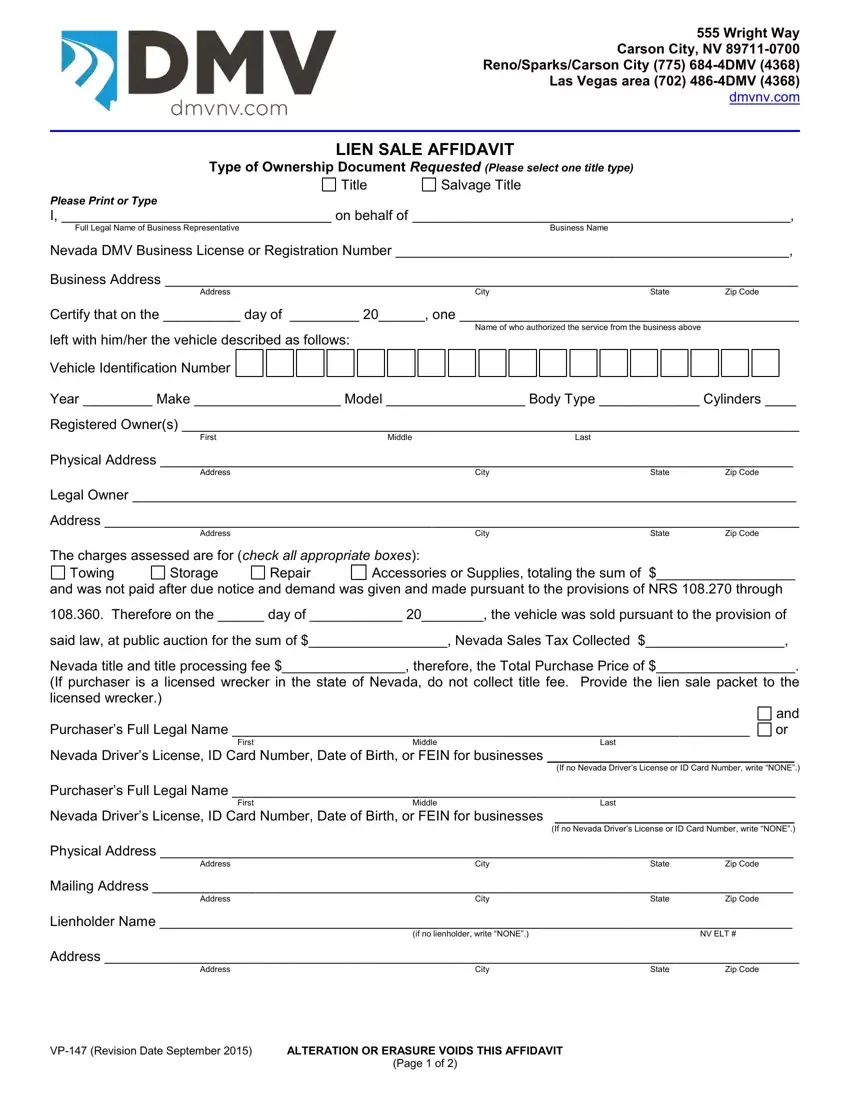 Dmv Form Vp 147 first page preview