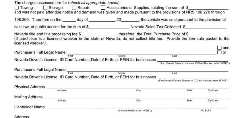 Filling in nevada application for title stage 2