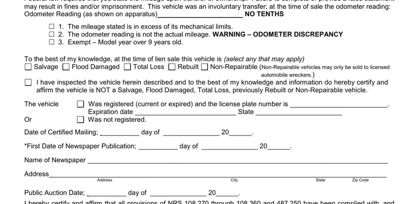 step 3 to filling out nevada application for title