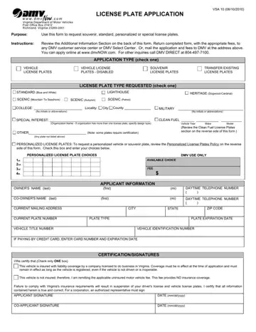 DMV Form VSA 10 Preview