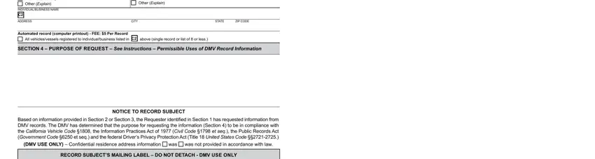 Completing ins 70 form dmv stage 5