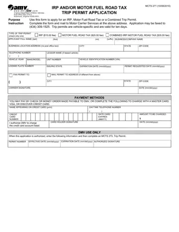Dmv Mcts 271 Form Preview