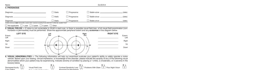 Completing california dmv vision form step 3