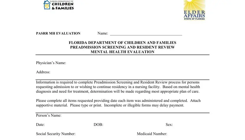 example of psychosexual evaluation empty spaces to fill out