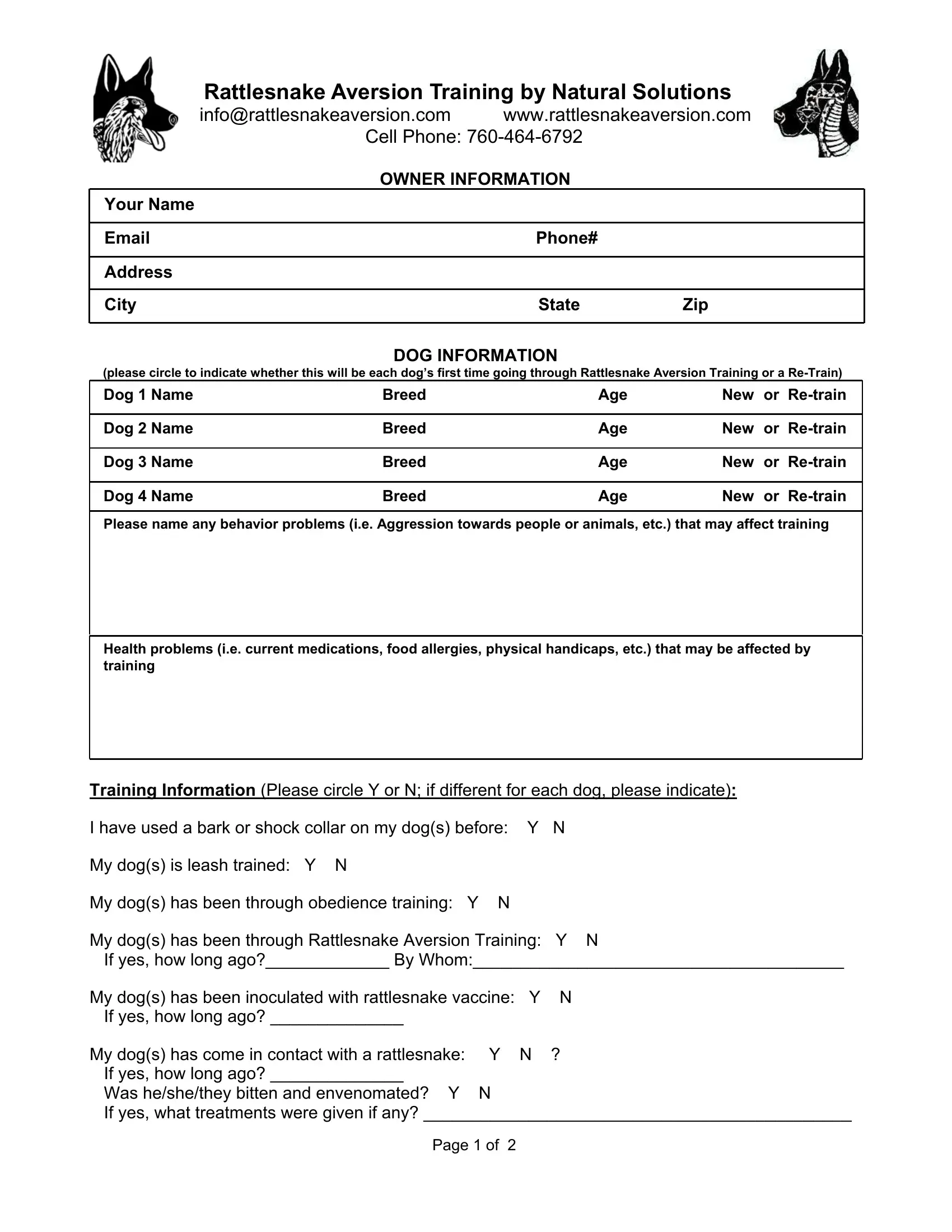 Dog Training Contract Template PDF Form FormsPal